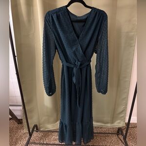 Emerald green wrap dress